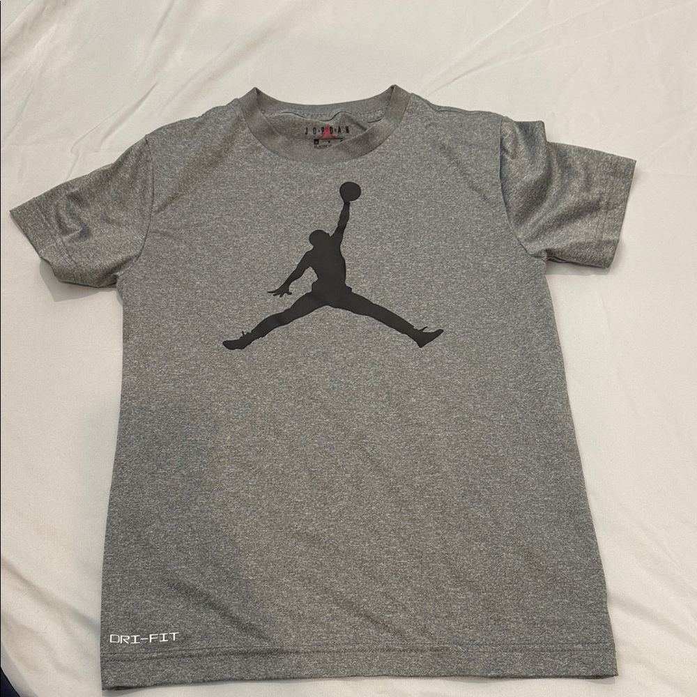Boys JordanNike Dri-FIT Gray Kids T-Shirt